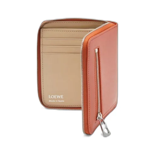 Knot compact zip around wallet in shiny nappa calfskin
