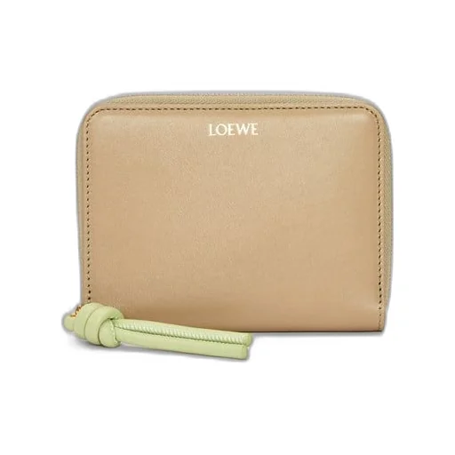Knot compact zip around wallet in shiny nappa calfskin
