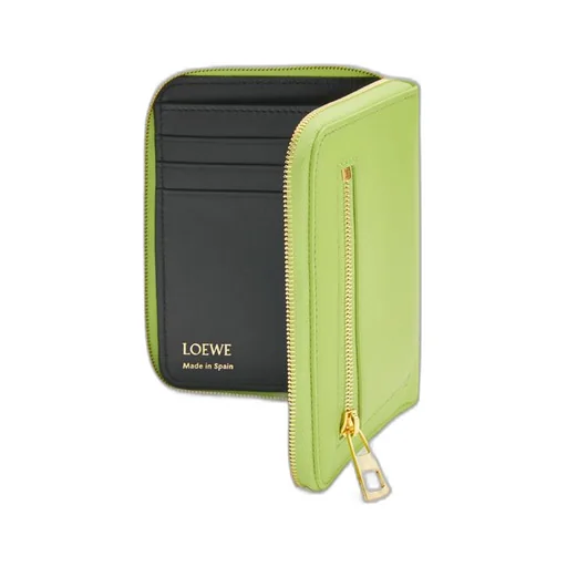 Knot compact zip around wallet in shiny nappa calfskin