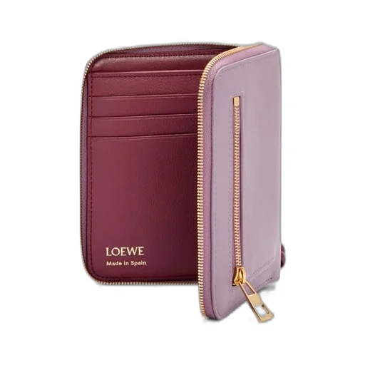Knot compact zip around wallet in shiny nappa calfskin