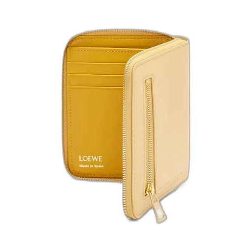 Knot compact zip around wallet in shiny nappa calfskin