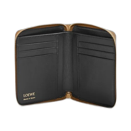Knot compact zip around wallet in shiny nappa calfskin