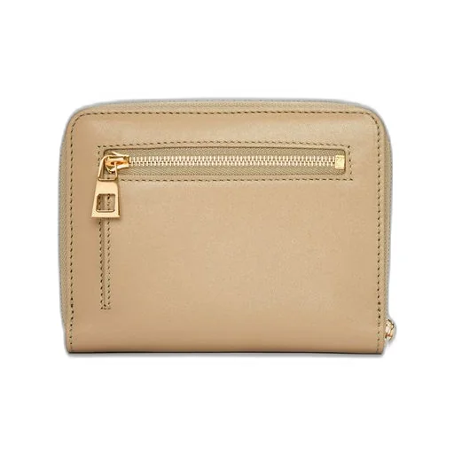 Knot compact zip around wallet in shiny nappa calfskin