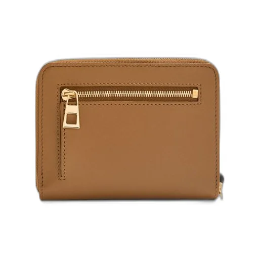 Knot compact zip around wallet in shiny nappa calfskin