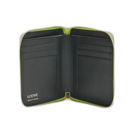 Knot compact zip around wallet in shiny nappa calfskin