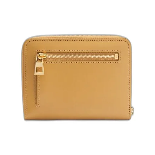 Knot compact zip around wallet in shiny nappa calfskin