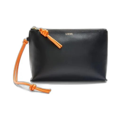 Knot T pouch in shiny nappa calfskin