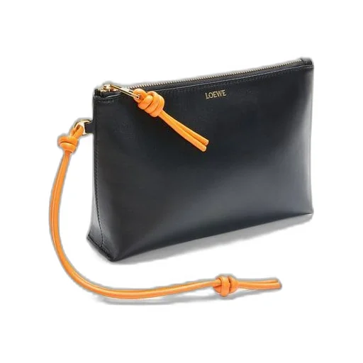 Knot T pouch in shiny nappa calfskin