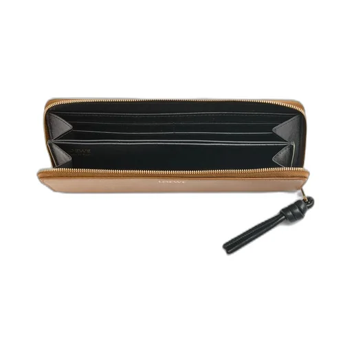 Knot zip around wallet in shiny nappa calfskin