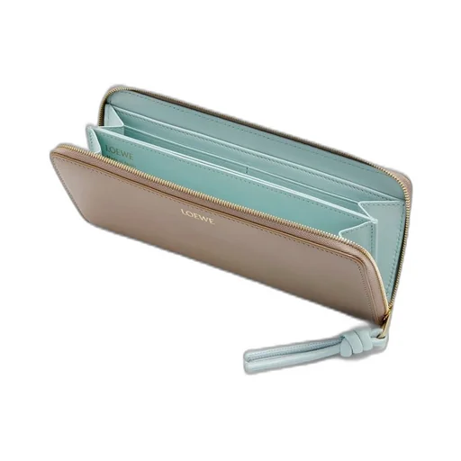 Knot zip around wallet in shiny nappa calfskin