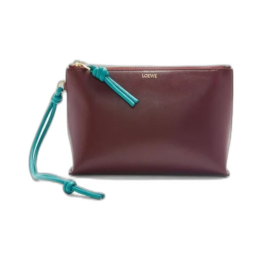 Knot T pouch in shiny nappa calfskin