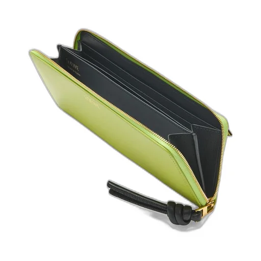 Knot zip around wallet in shiny nappa calfskin