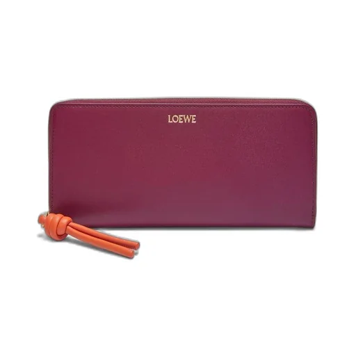 Knot zip around wallet in shiny nappa calfskin