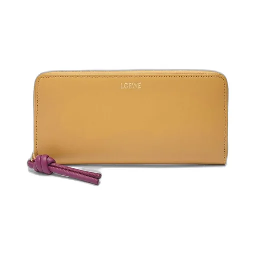 Knot zip around wallet in shiny nappa calfskin