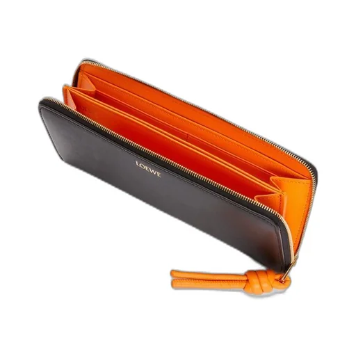 Knot zip around wallet in shiny nappa calfskin