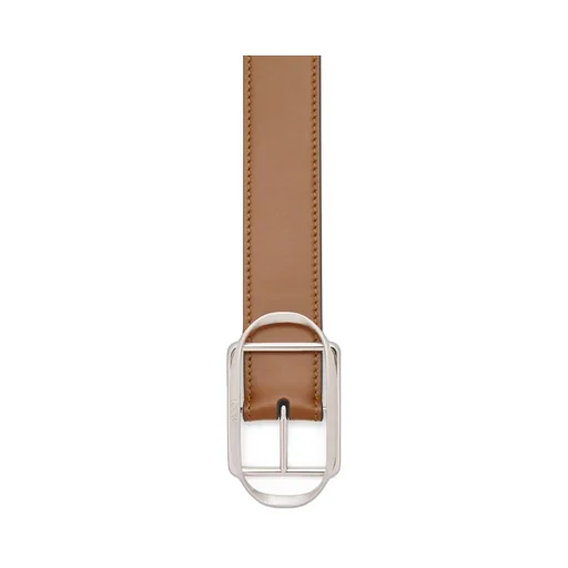 Curved buckle belt in smooth calfskin