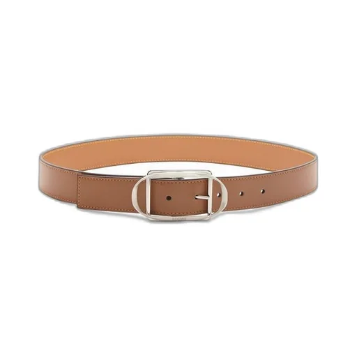 Curved buckle belt in smooth calfskin