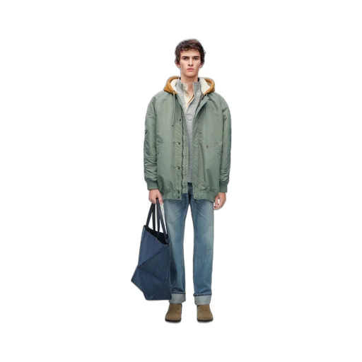 Hooded bomber jacket in nylon