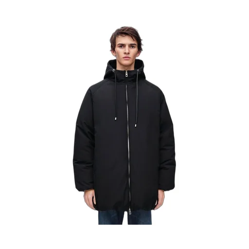 Padded bomber coat in technical cotton