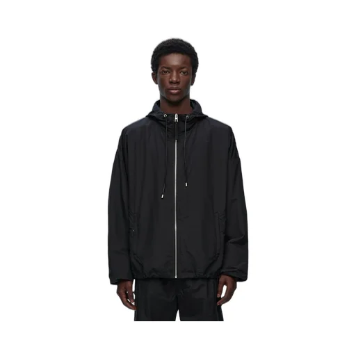 Hooded jacket in technical silk