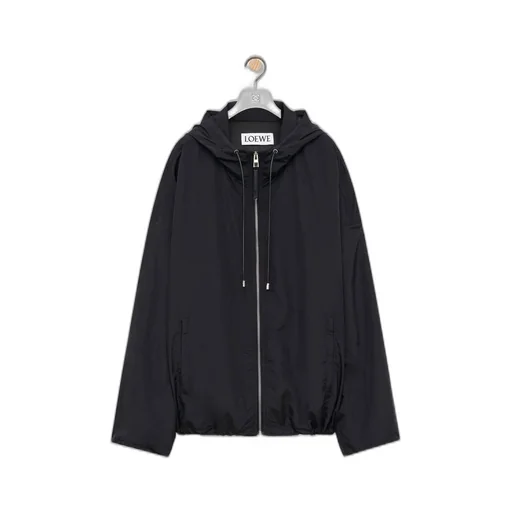 Hooded jacket in technical silk
