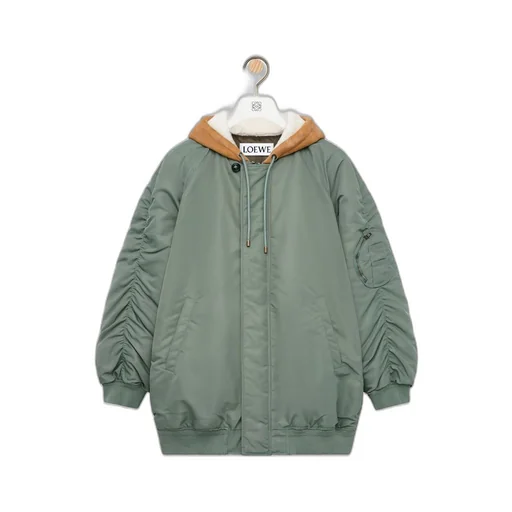 Hooded bomber jacket in nylon