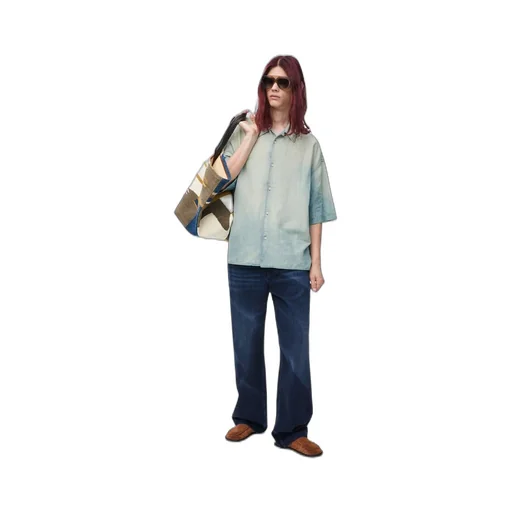Short sleeve shirt in cotton and linen
