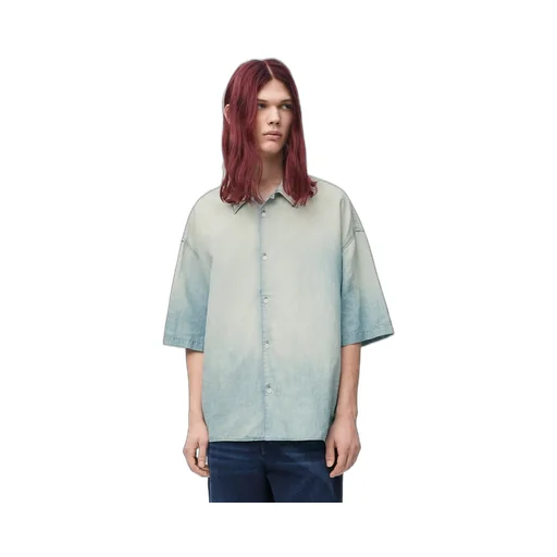 Short sleeve shirt in cotton and linen
