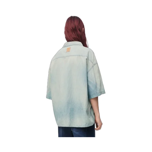Short sleeve shirt in cotton and linen