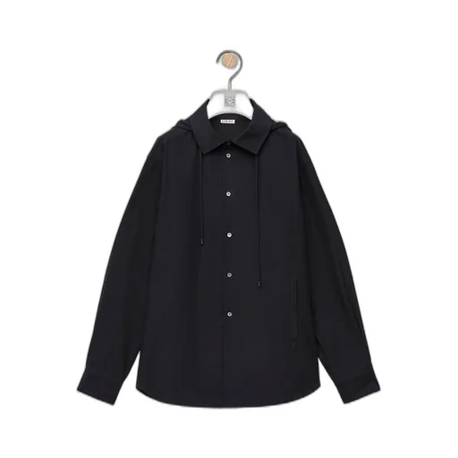 Hooded overshirt in cotton