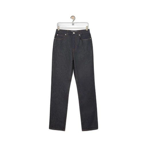 Straight leg jeans in raw denim