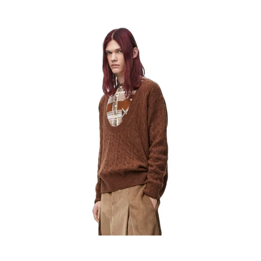 Trompe l'oeil sweater in camel and silk