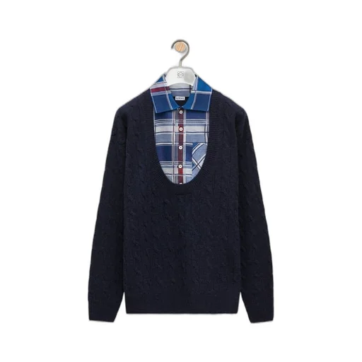 Trompe l'oeil sweater in camel and silk