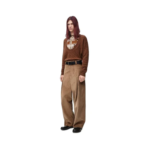 Trompe l'oeil sweater in camel and silk