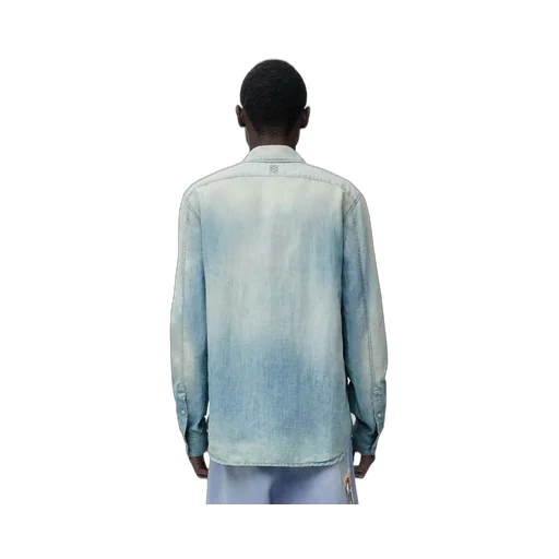 Pleated shirt in cotton and linen