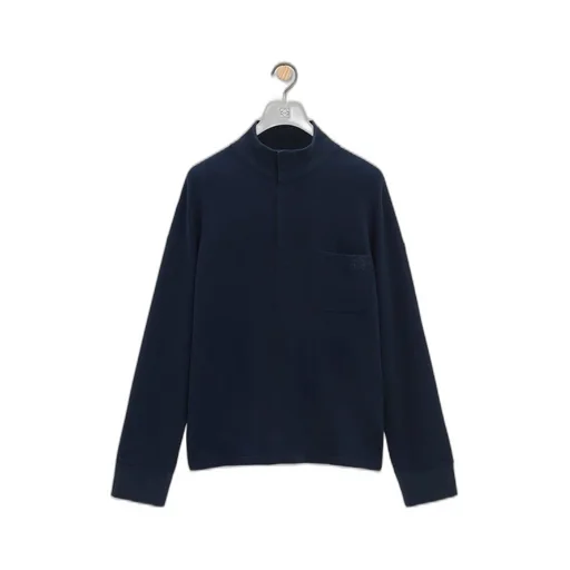 High neck polo in cotton