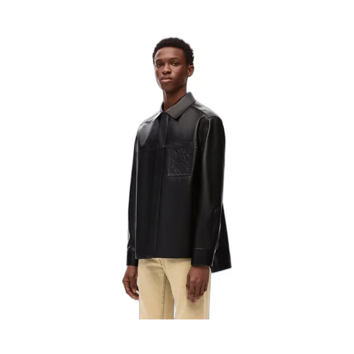 Zip-up overshirt in nappa lambskin