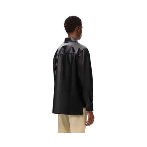 Zip-up overshirt in nappa lambskin