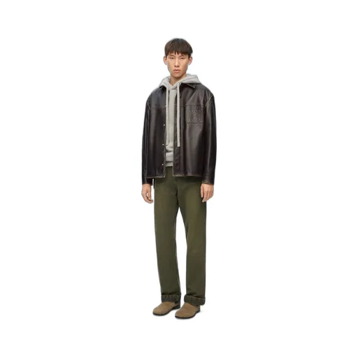 Zip-up overshirt in nappa calfskin
