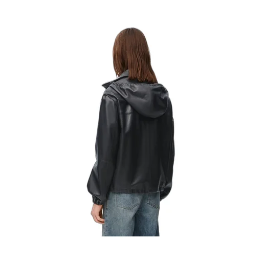 Hooded jacket in nappa lambskin