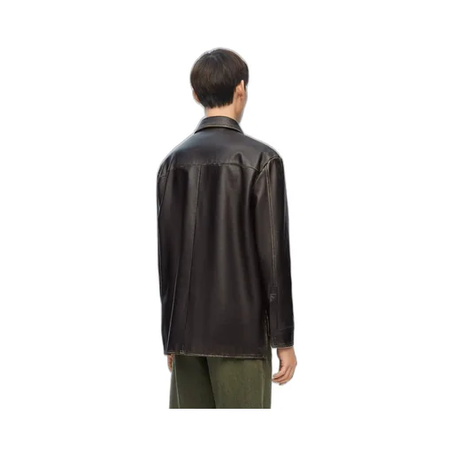 Zip-up overshirt in nappa calfskin