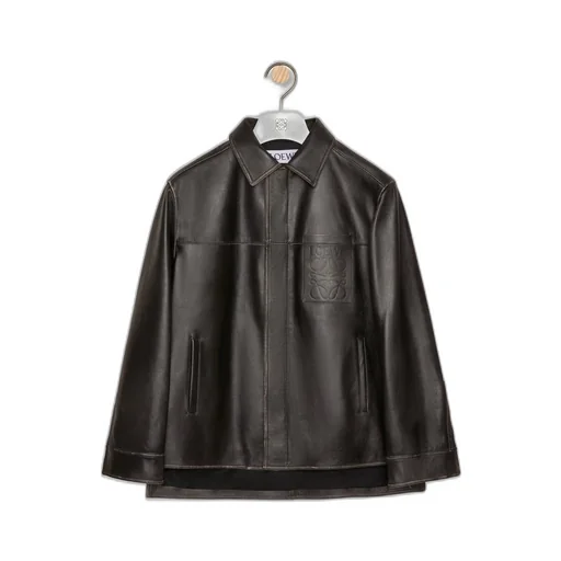 Zip-up overshirt in nappa calfskin
