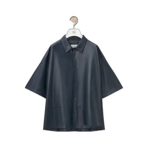 Short sleeve shirt in nappa lambskin