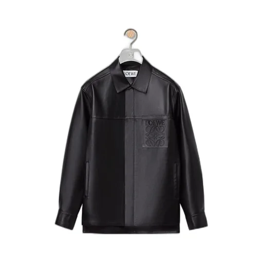 Zip-up overshirt in nappa lambskin