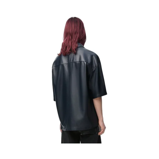 Short sleeve shirt in nappa lambskin