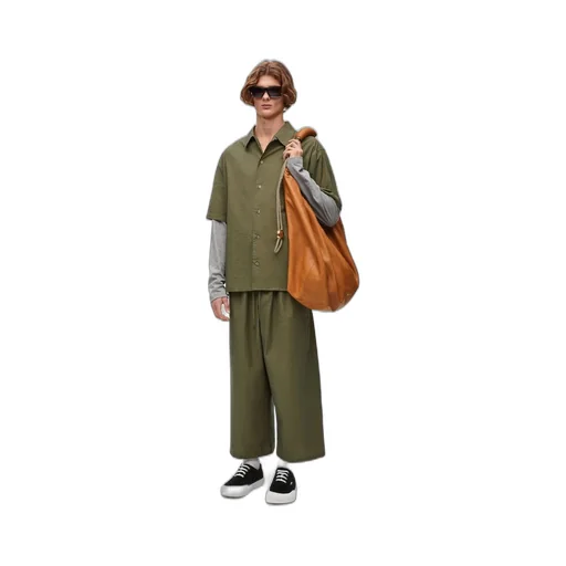 Cropped trousers in cotton blend