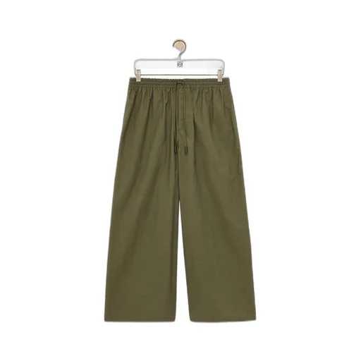 Cropped trousers in cotton blend