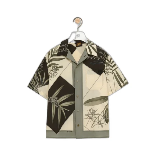 Short sleeve shirt in cotton and silk
