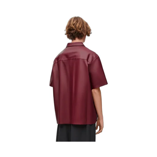 Short sleeve shirt in nappa lambskin