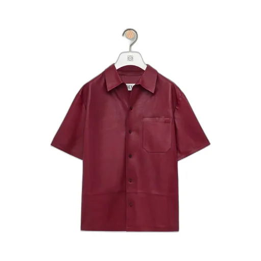 Short sleeve shirt in nappa lambskin